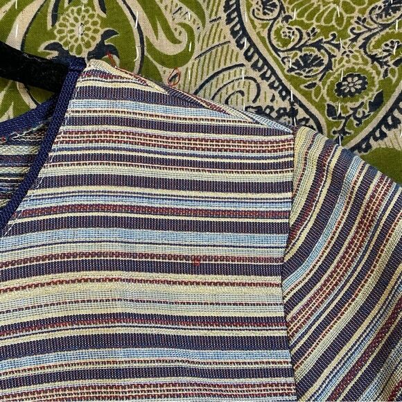 Zara W/B Collection Jacquard Metallic Striped Cropped Blouse Size Large - Picture 7 of 13